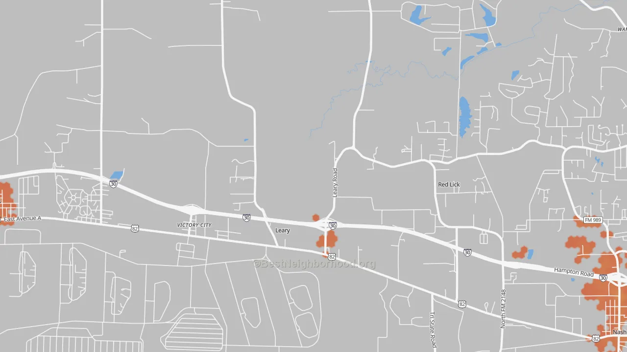 Bike Grade map of Victory City, TX