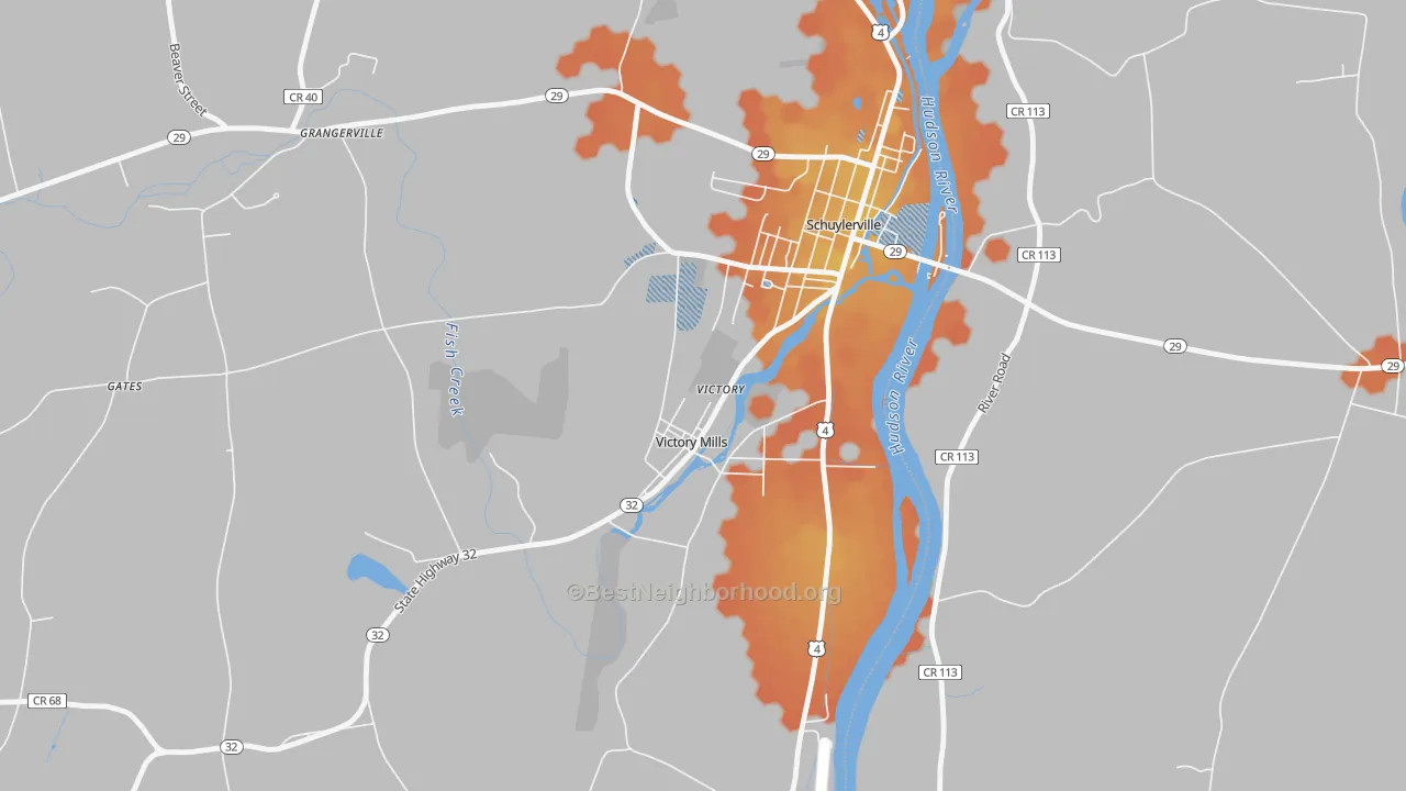 Bike Grade map of Victory, NY