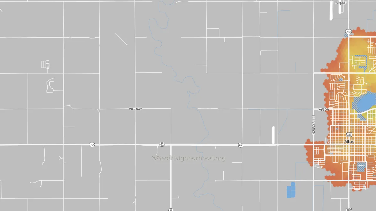 Bike Grade map of Victory, OK