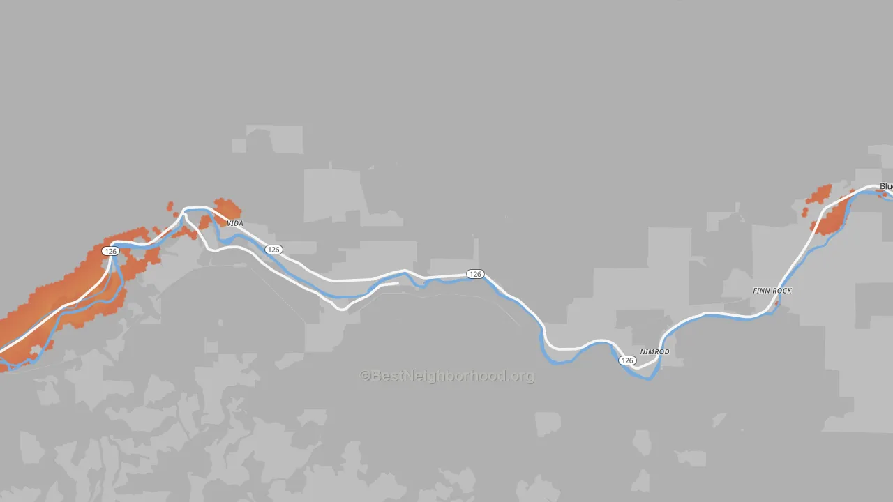 Bike Grade map of Vida, OR