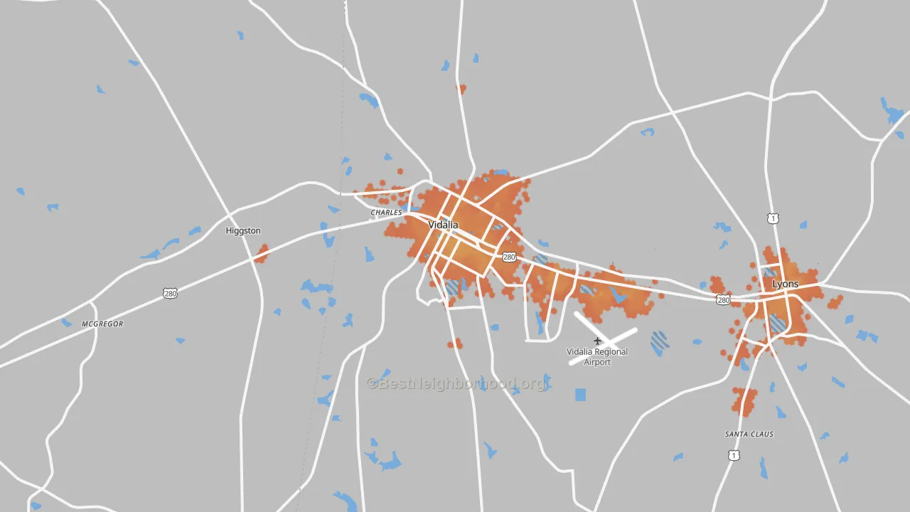 Bike Grade map of Vidalia, GA