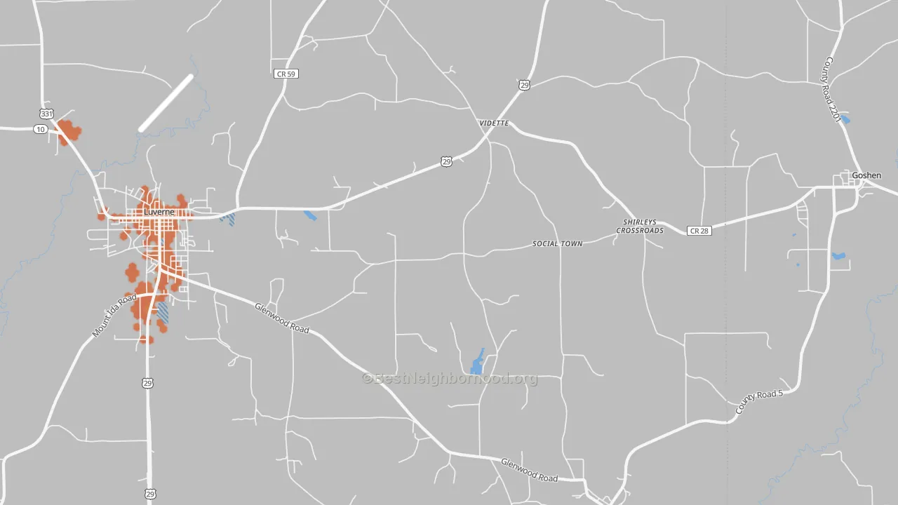 Bike Grade map of Vidette, AL