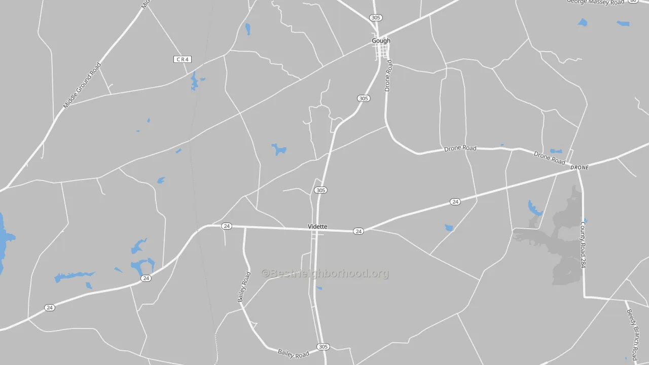 Bike Grade map of Vidette, GA