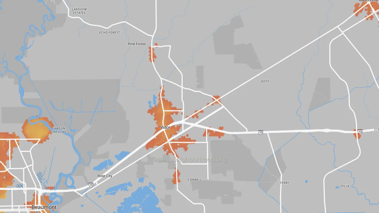 Bike Grade map of Vidor, TX