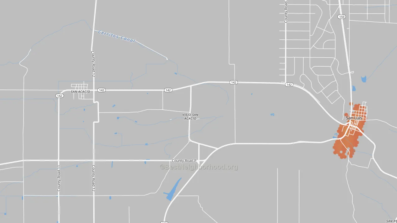 Bike Grade map of Viejo San Acacio, CO