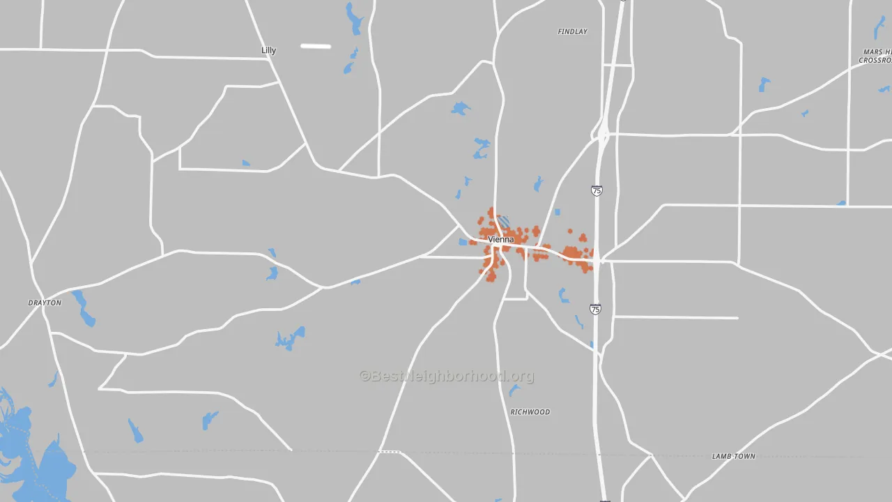 Bike Grade map of Vienna, GA