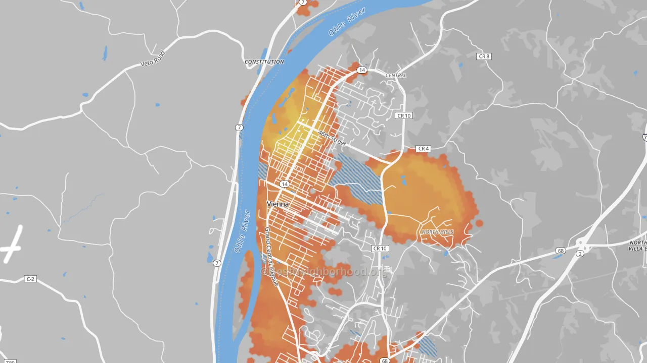 Bike Grade map of Vienna, WV