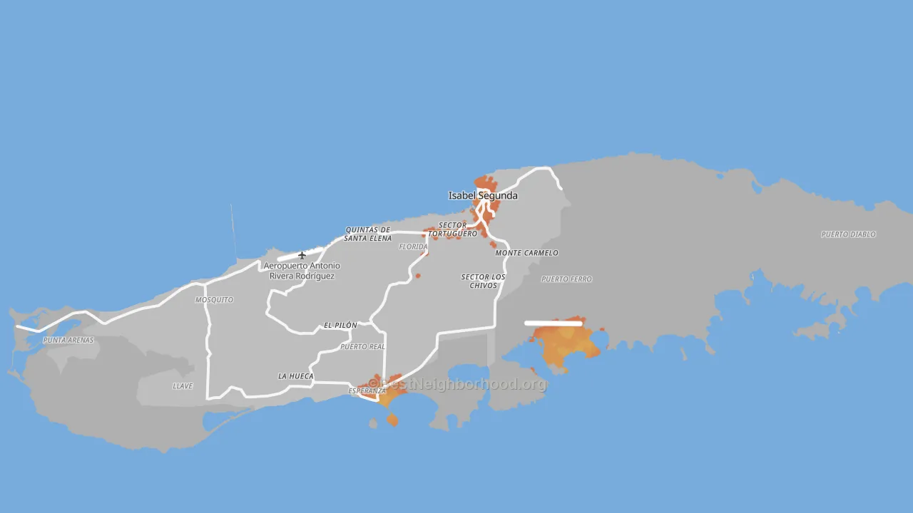 Bike Grade map of Vieques Municipio, PR