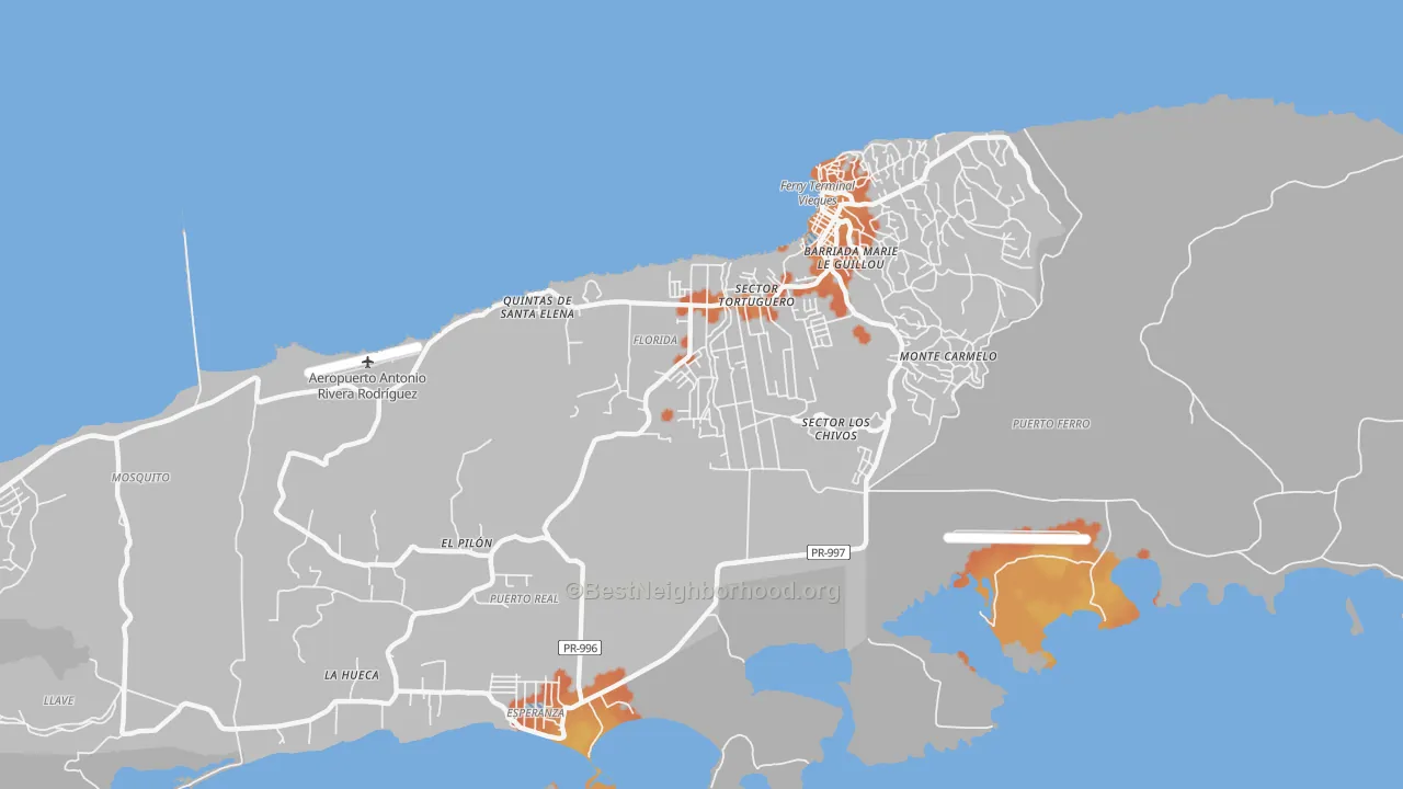 Bike Grade map of Vieques, PR
