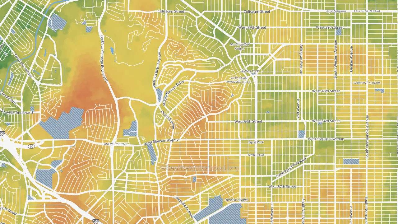 Bike Grade map of View Park-Windsor Hills, CA