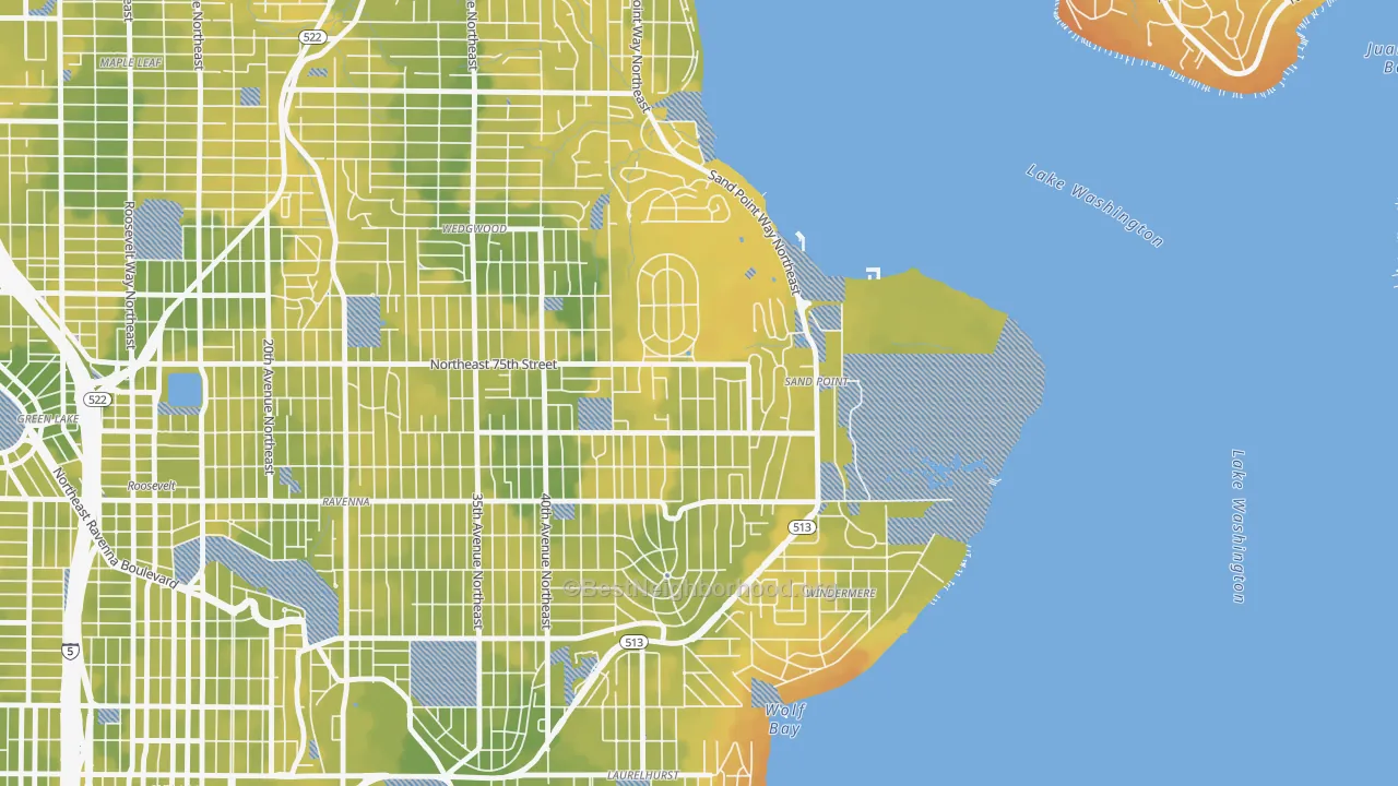 Bike Grade map of View Ridge, Seattle, WA