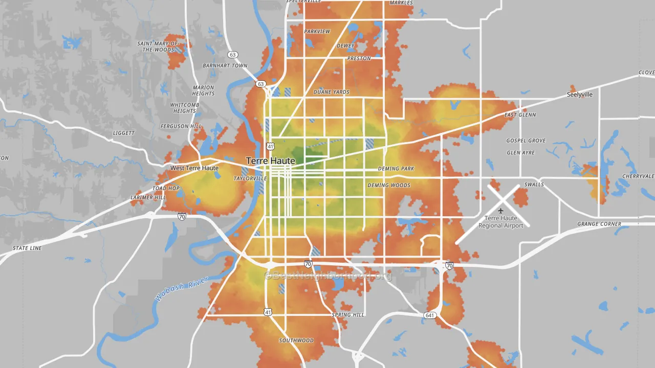 Bike Grade map of Vigo County, IN