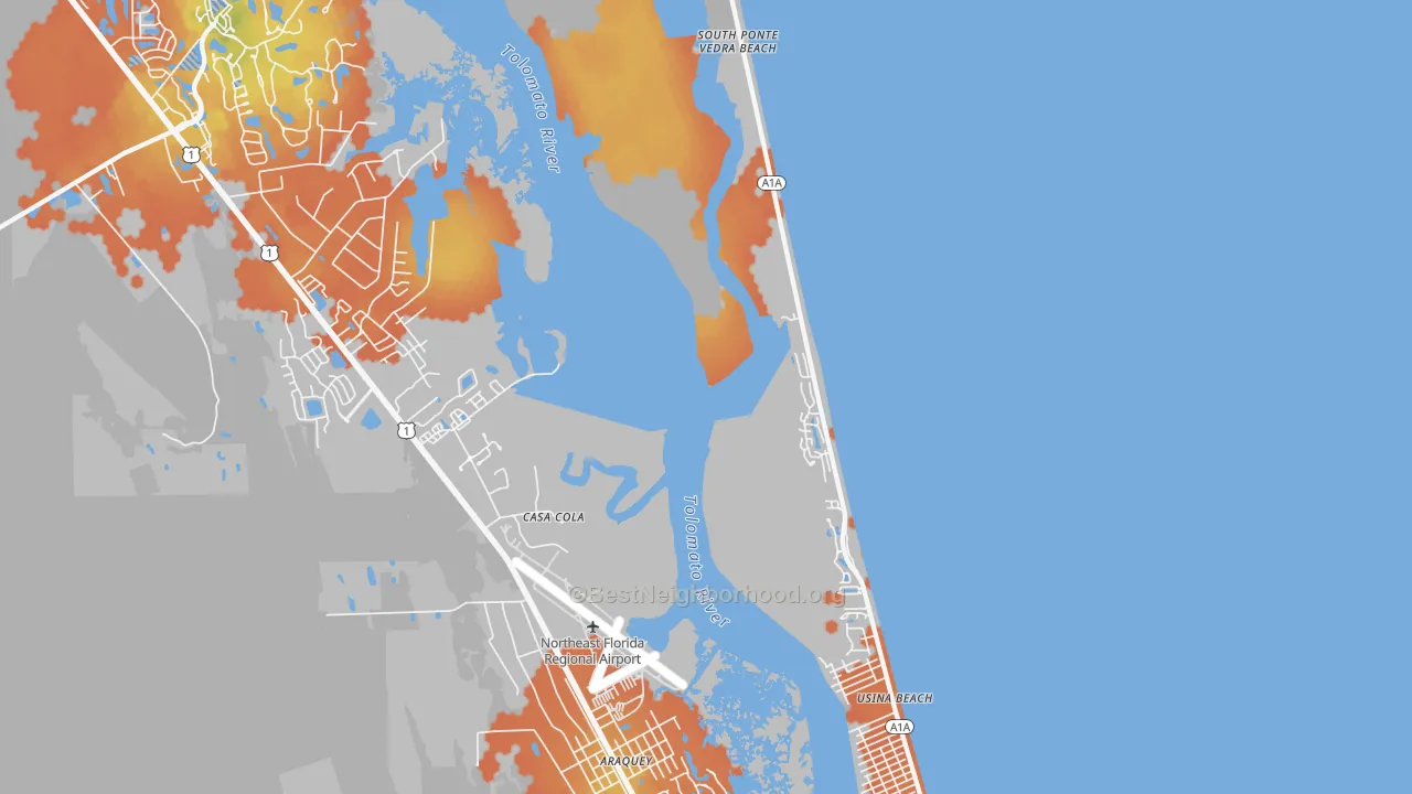 Bike Grade map of Vilano Beach, FL