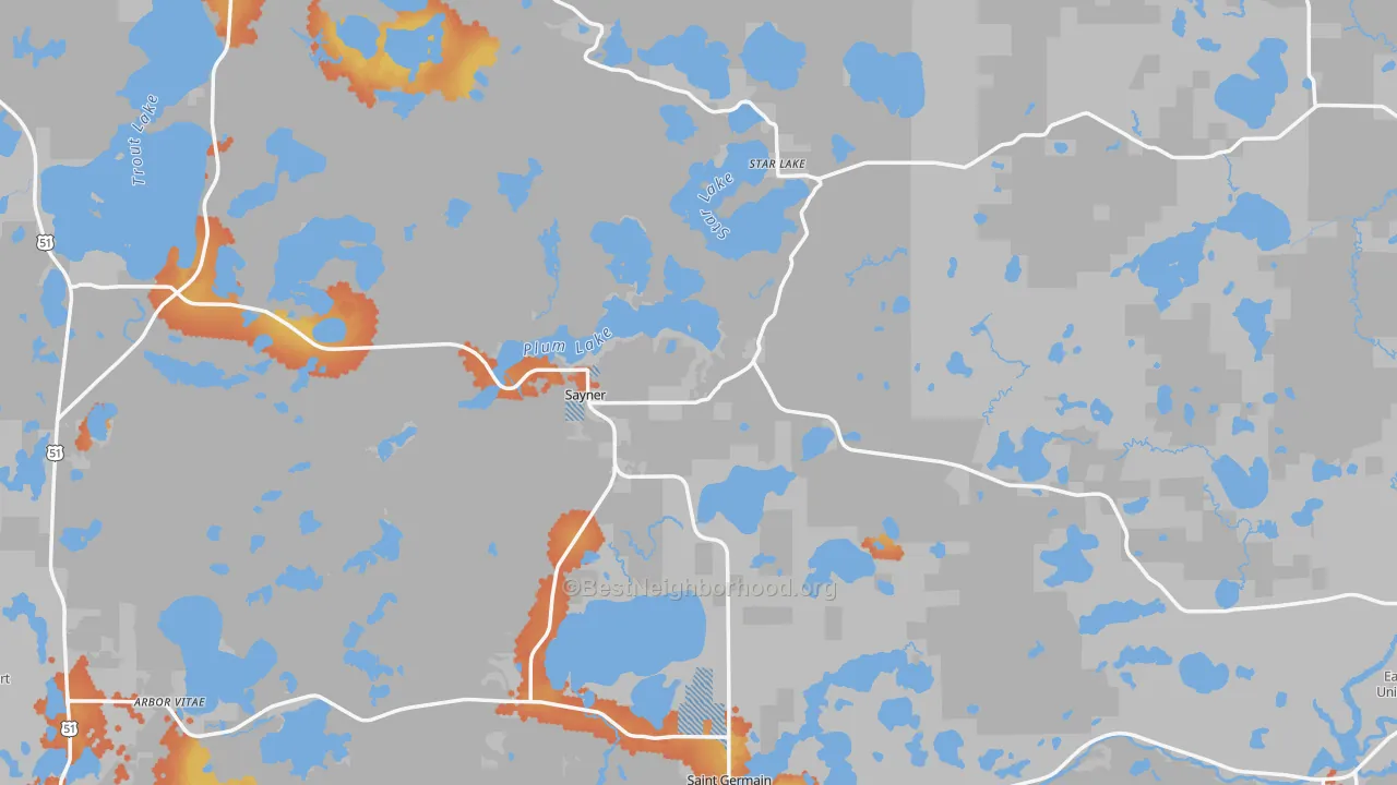 Bike Grade map of Vilas County, WI