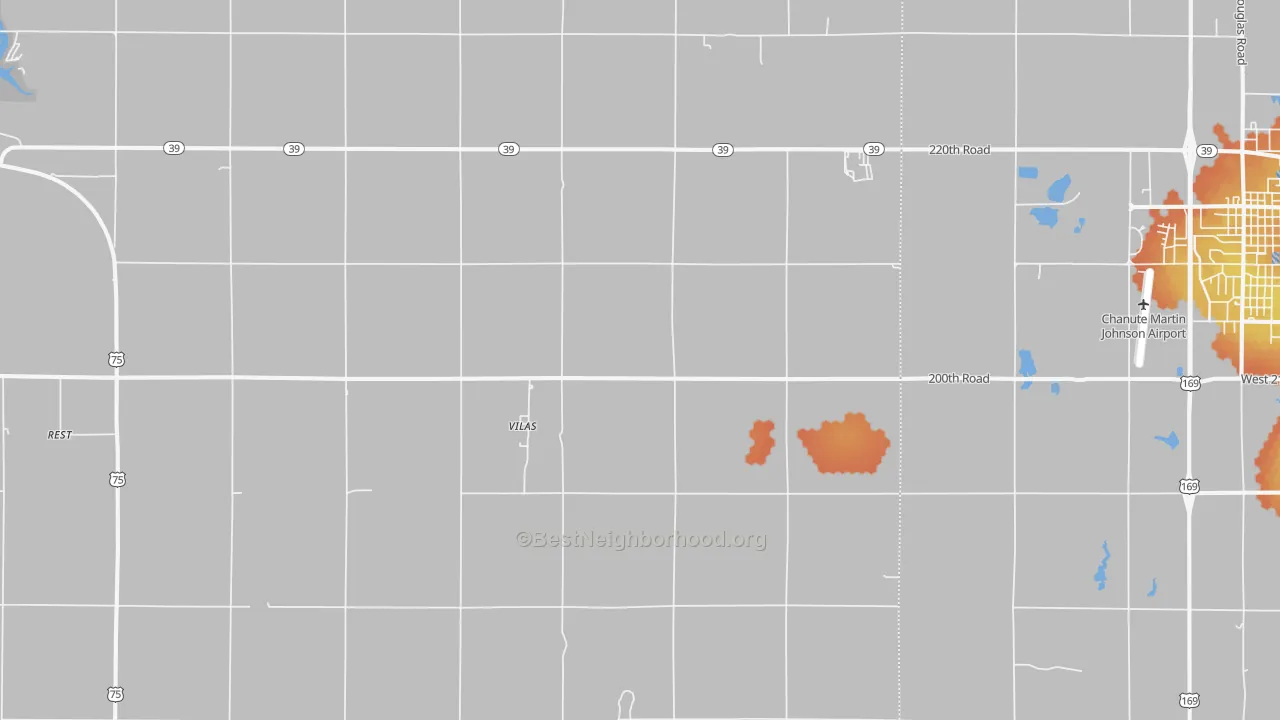 Bike Grade map of Vilas, KS