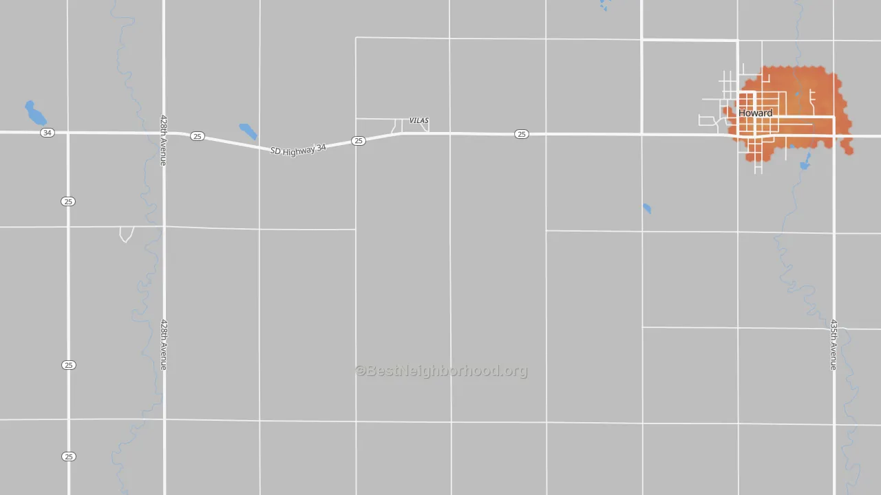 Bike Grade map of Vilas, SD