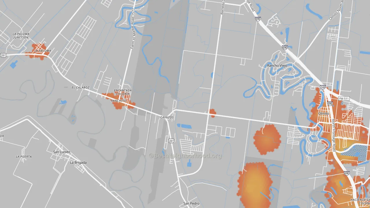 Bike Grade map of Villa Cavazos, TX