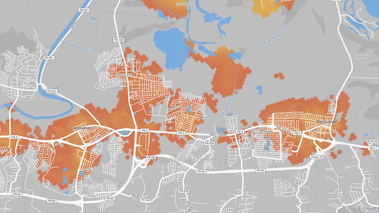 Bike Grade map of Villa de Loiza, Rio Grande, PR