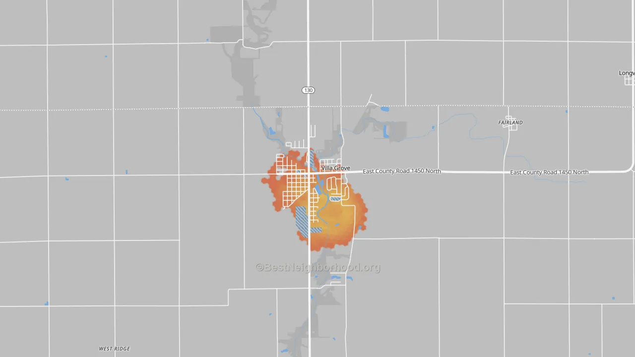 Bike Grade map of Villa Grove, IL