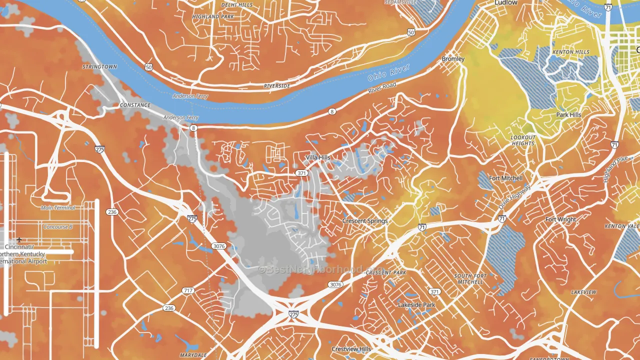 Bike Grade map of Villa Hills, KY