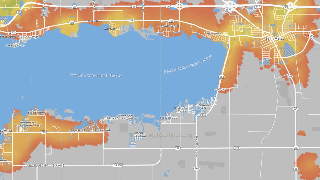 Bike Grade map of Villa Nova, OH