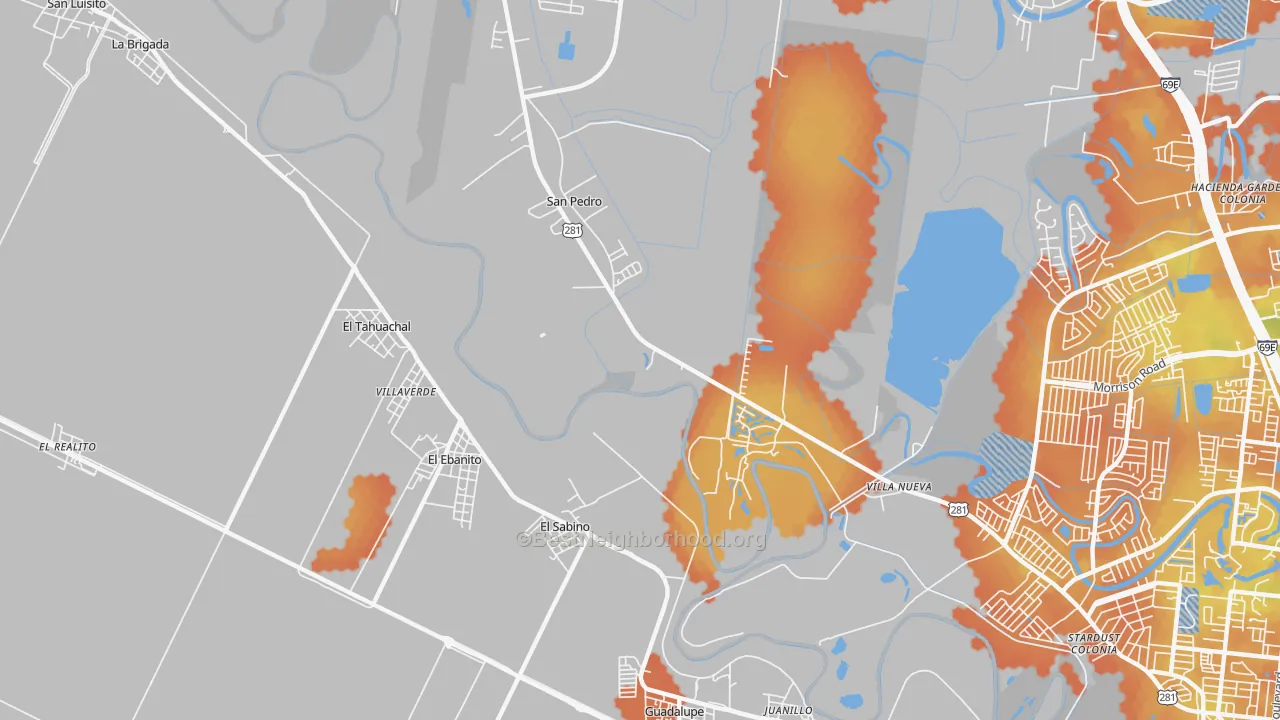 Bike Grade map of Villa Nueva, TX