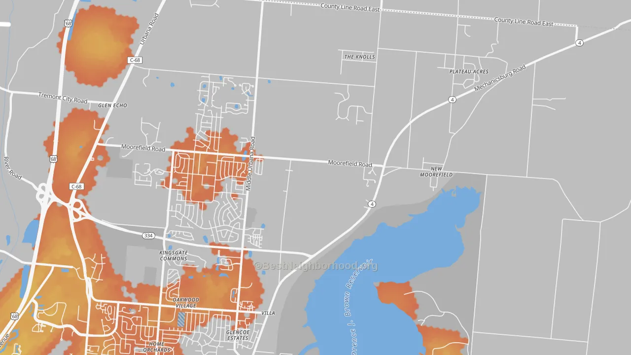 Bike Grade map of Villa, OH