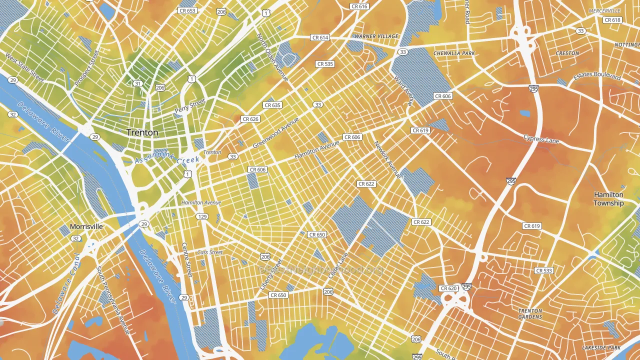Bike Grade map of Villa Park, Trenton, NJ