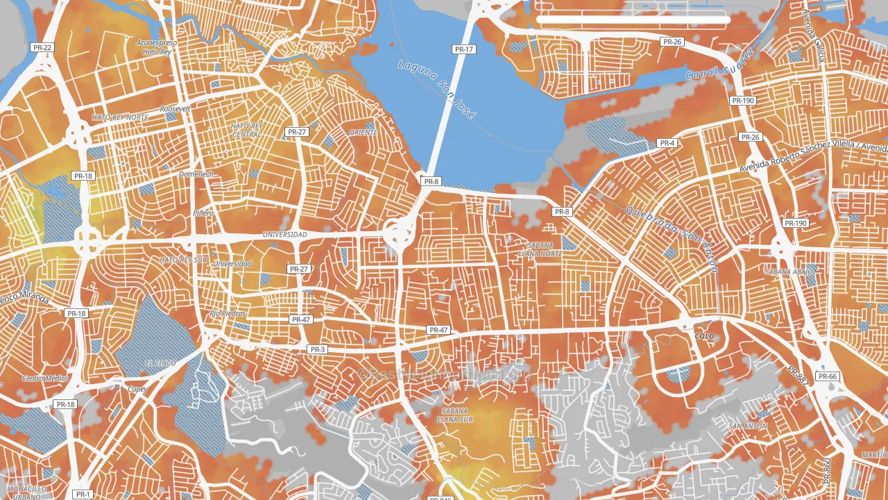 Bike Grade map of Villa Prades, San Juan, PR