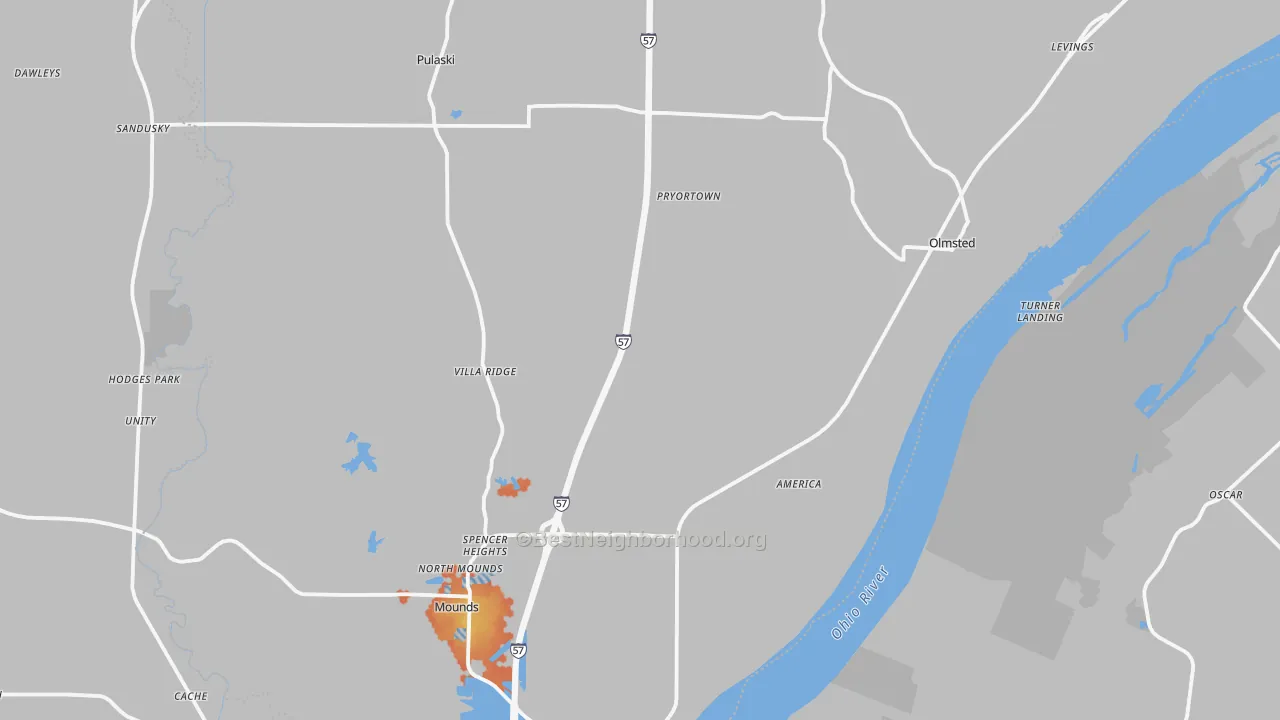 Bike Grade map of Villa Ridge, IL