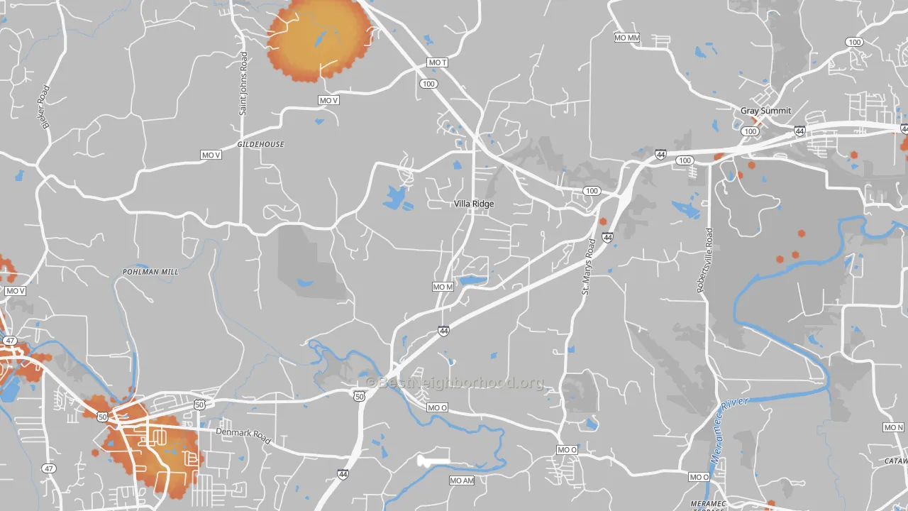 Bike Grade map of Villa Ridge, MO