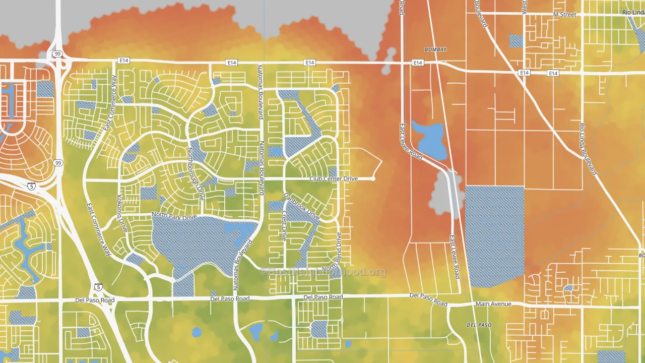 Bike Grade map of Village 12, Sacramento, CA