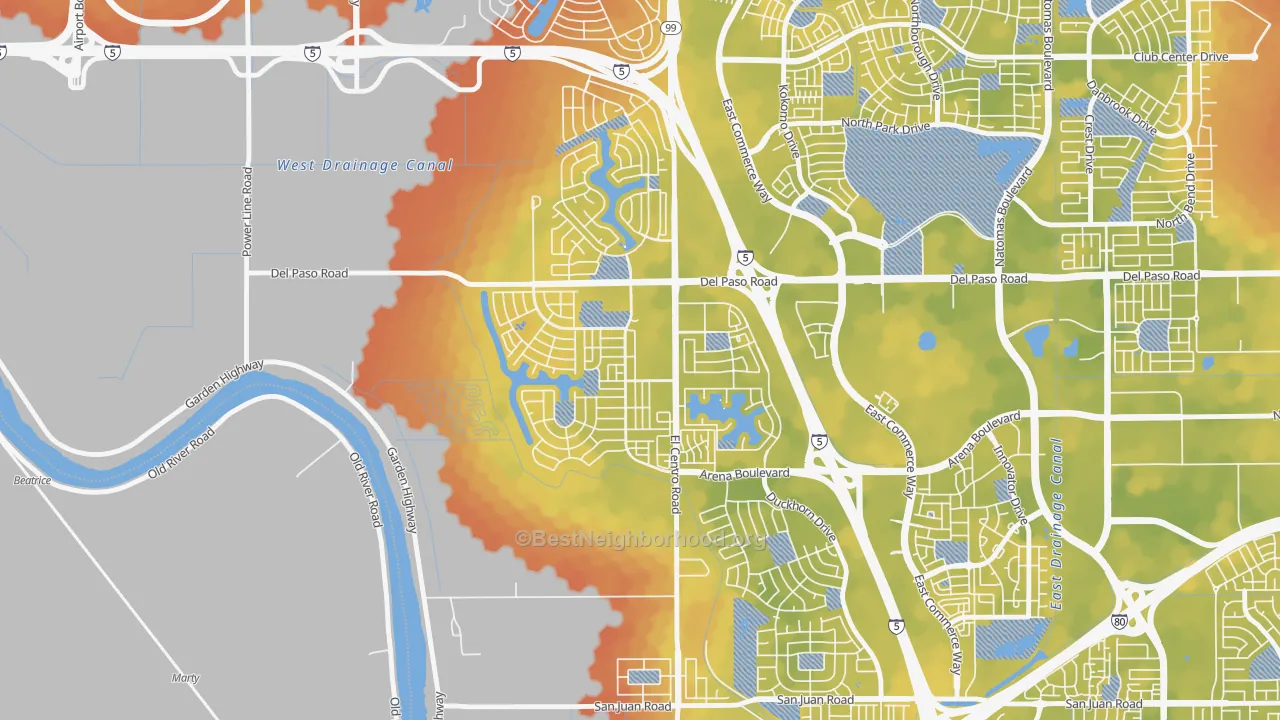 Bike Grade map of Village 2, Sacramento, CA
