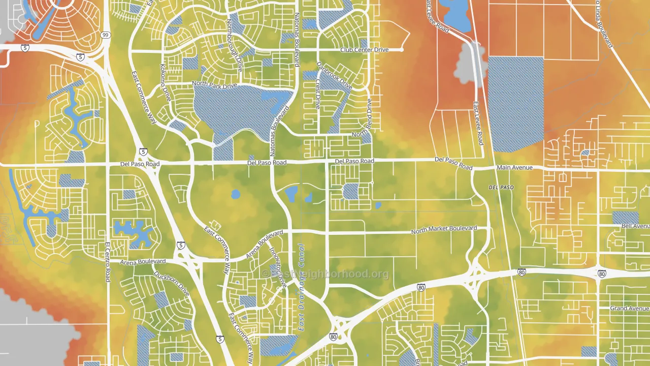 Bike Grade map of Village 5, Sacramento, CA