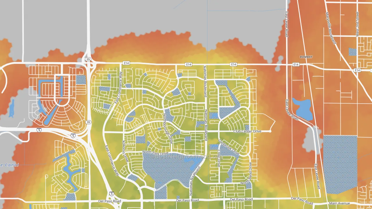 Bike Grade map of Village 9, Sacramento, CA