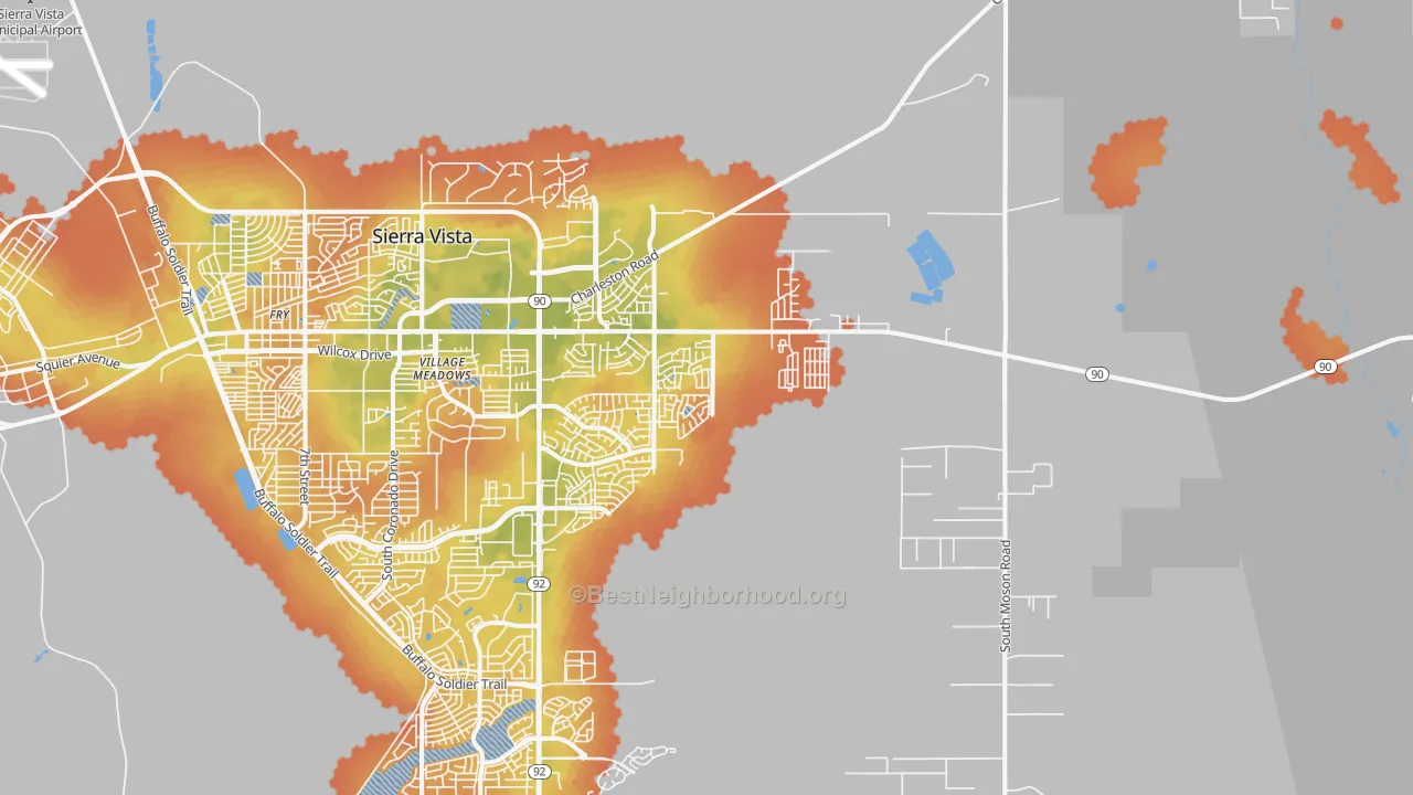Bike Grade map of Village Meadows, AZ
