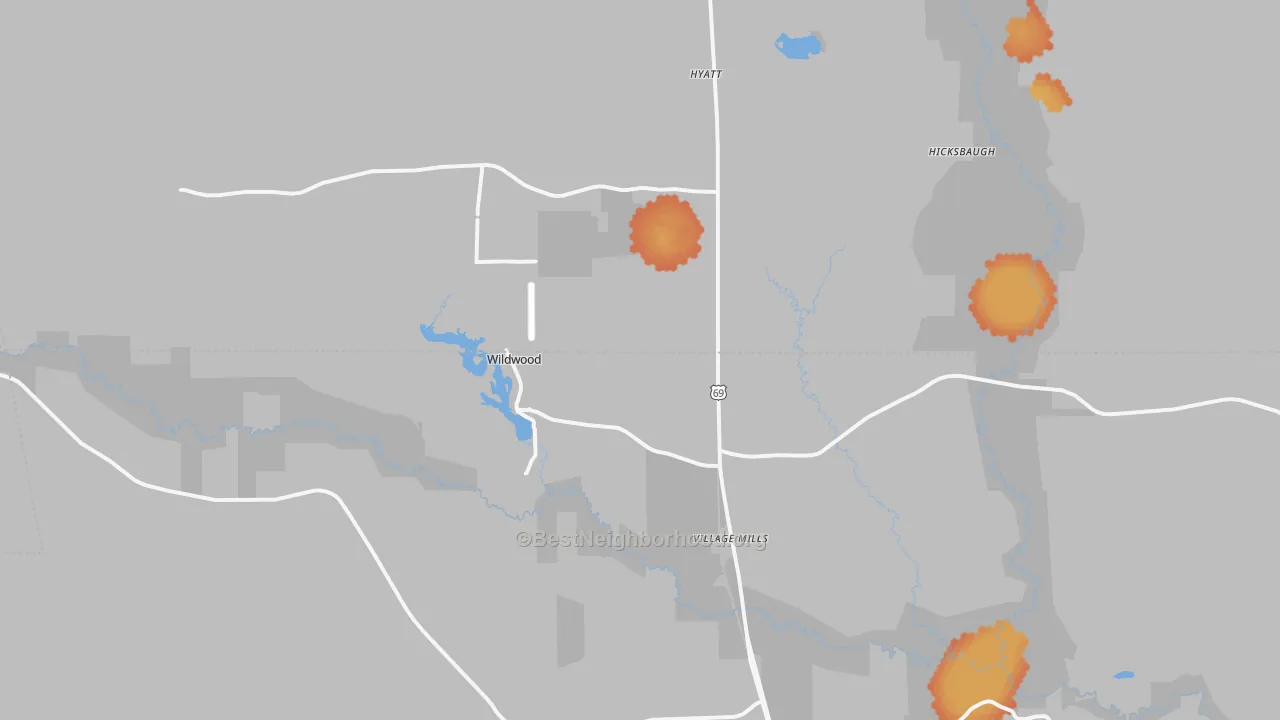 Bike Grade map of Village Mills, TX