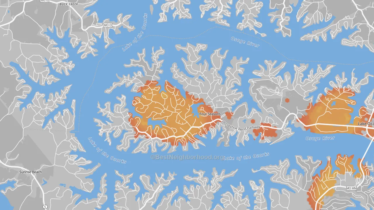 Bike Grade map of Village of Four Seasons, MO