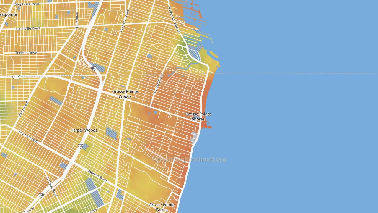Bike Grade map of Village of Grosse Pointe Shores, MI
