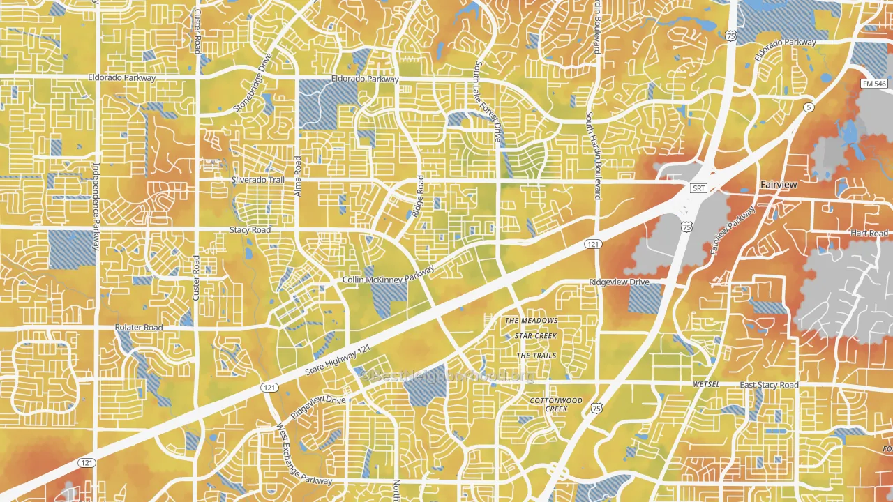 Bike Grade map of Village Park, McKinney, TX