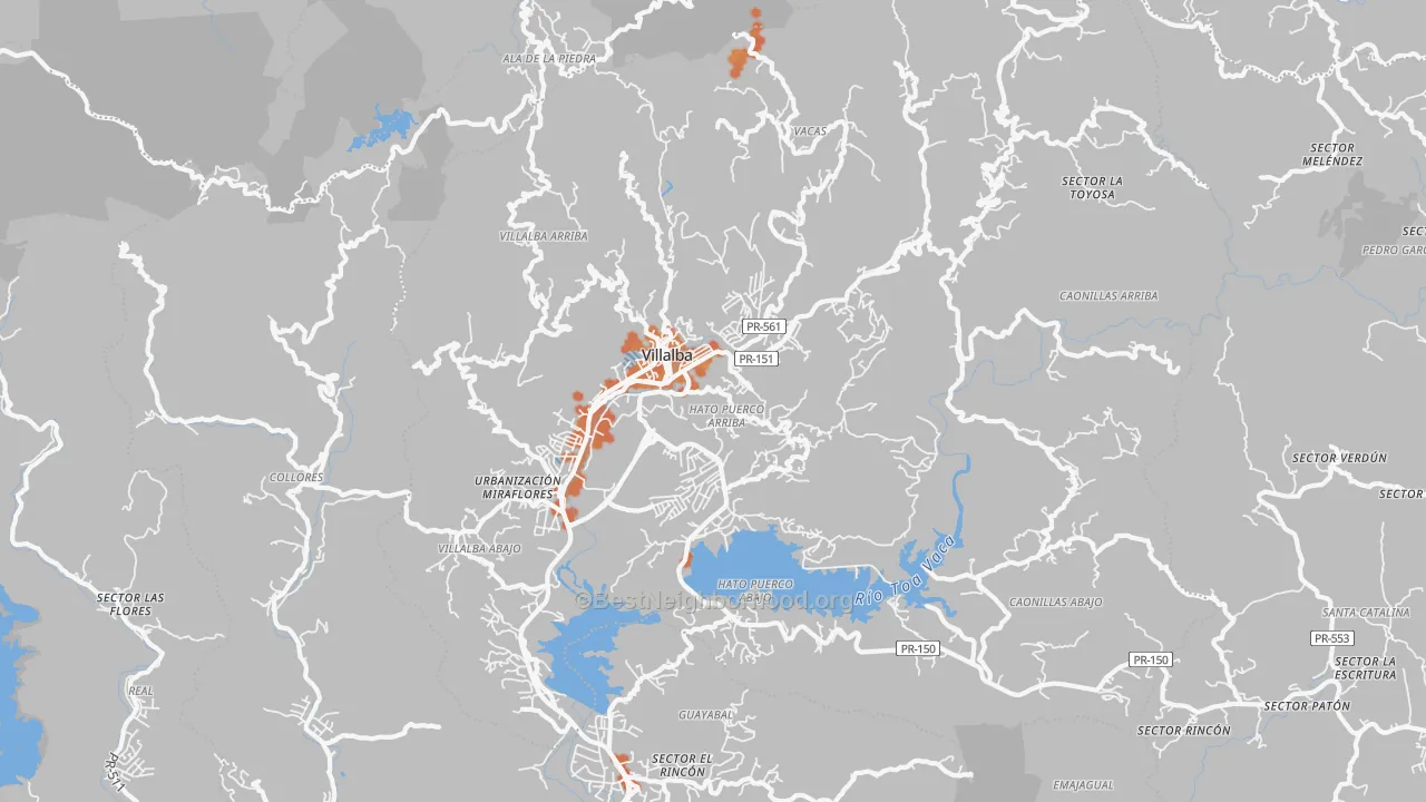 Bike Grade map of Villalba Municipio, PR