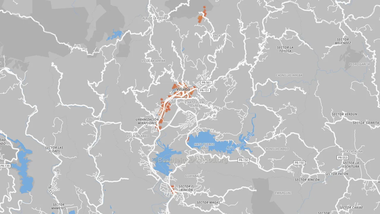 Bike Grade map of Villalba, PR