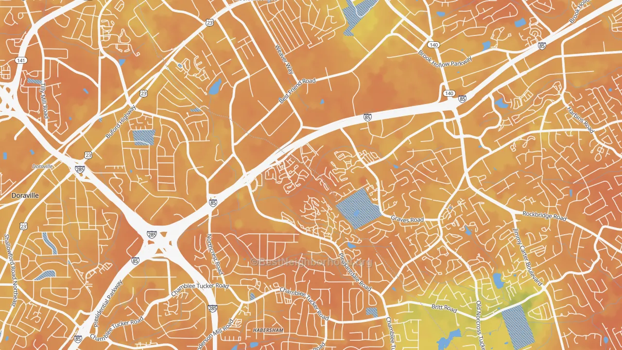 Bike Grade map of Villas at Norcross, Norcross, GA