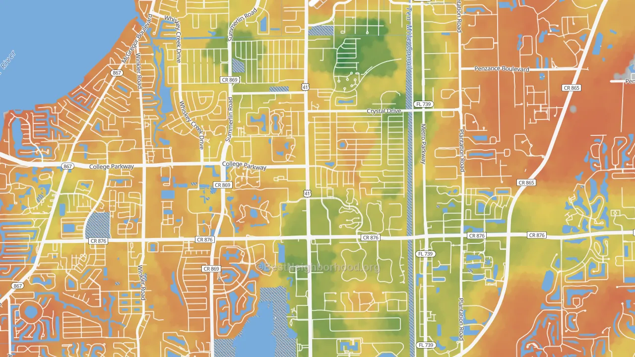 Bike Grade map of Villas, FL
