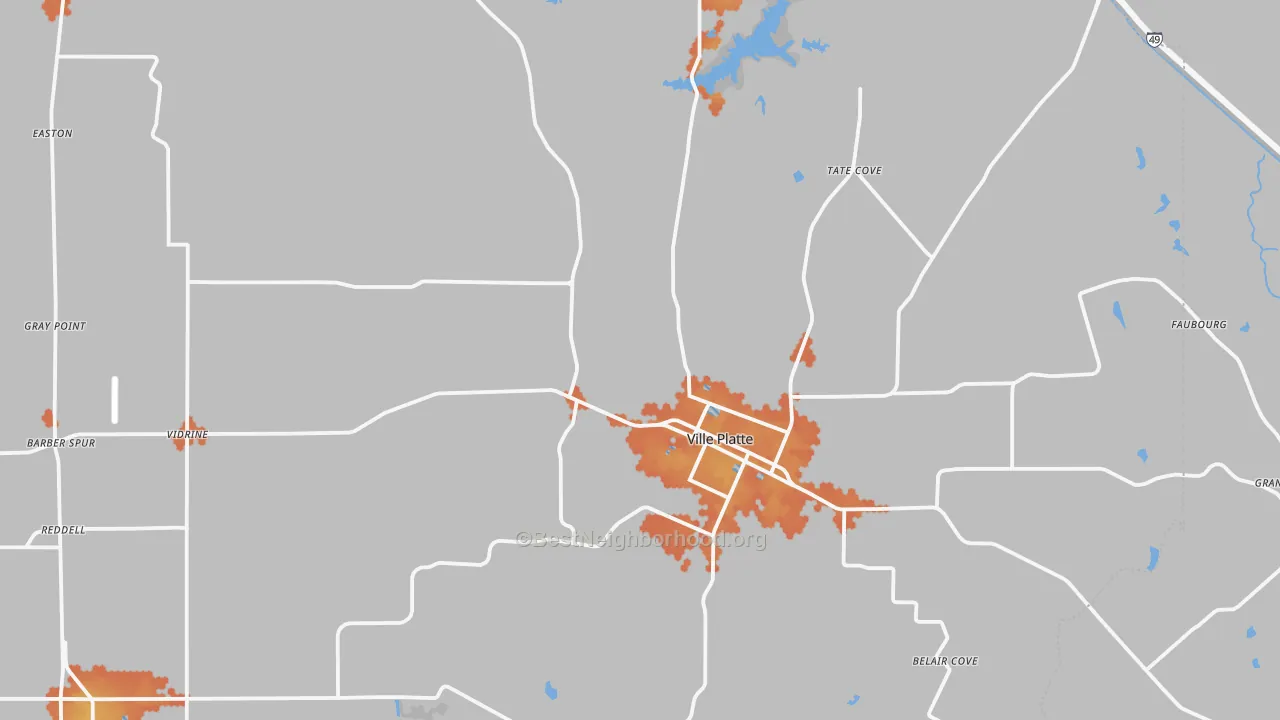 Bike Grade map of Ville Platte, LA