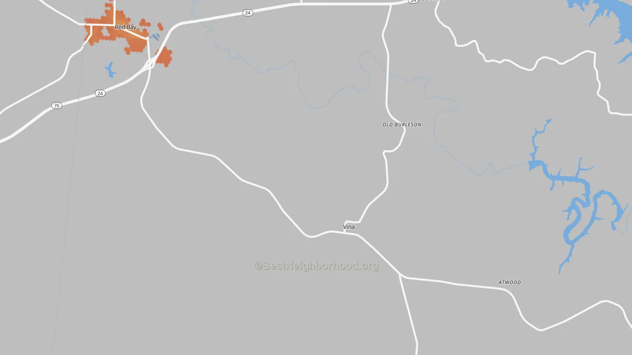 Bike Grade map of Vina, AL