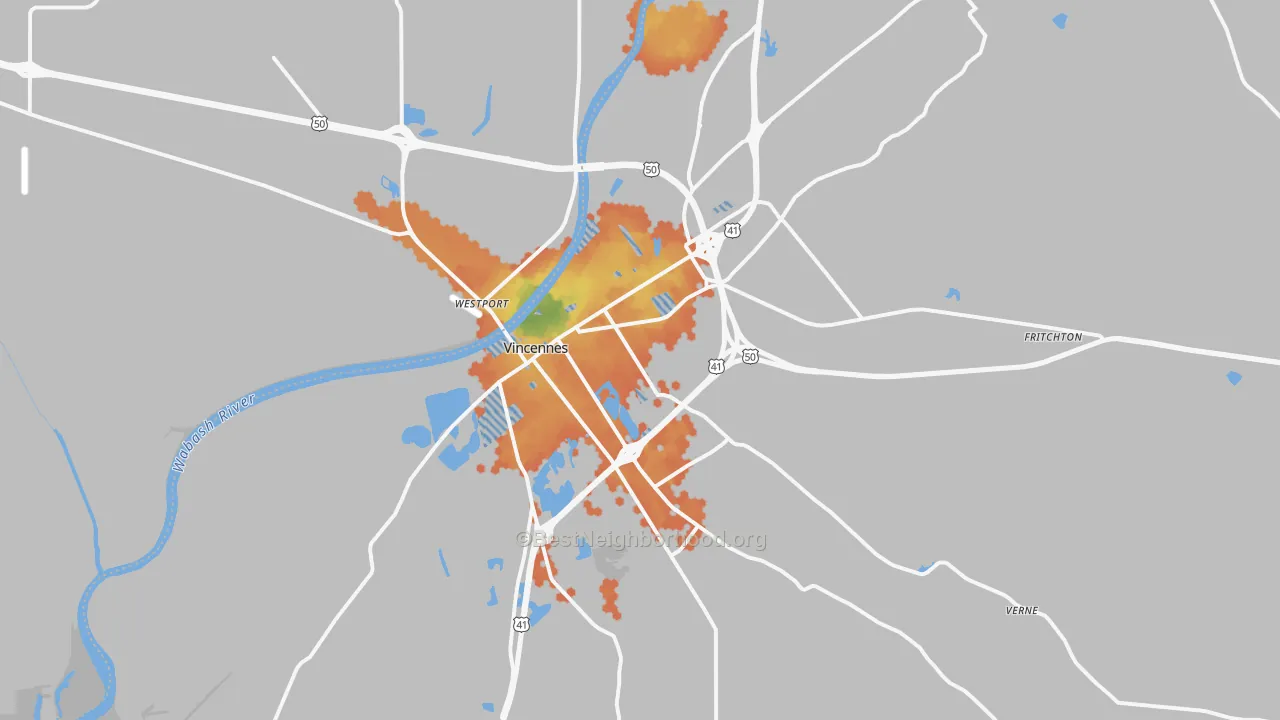 Bike Grade map of Vincennes, IN