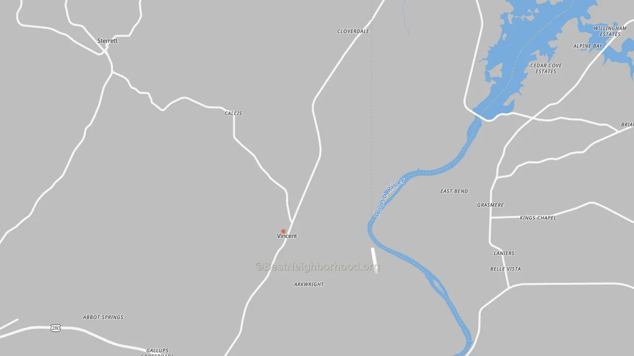 Bike Grade map of Vincent, AL