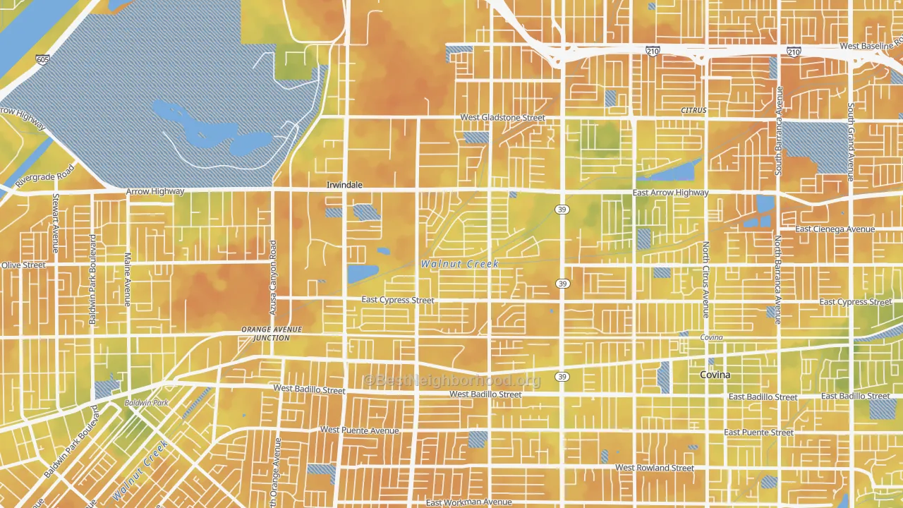 Bike Grade map of Vincent, CA