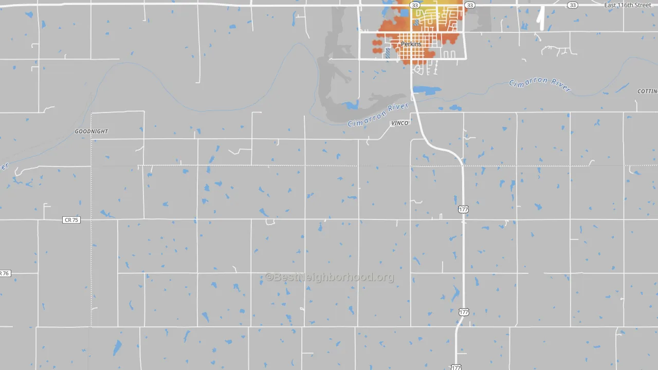 Bike Grade map of Vinco, OK